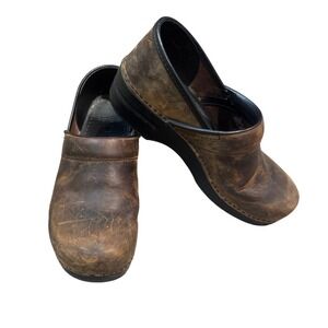 Dansko Professional Oiled Brown Leather Clogs Comfort‎ Work Shoes Size 40